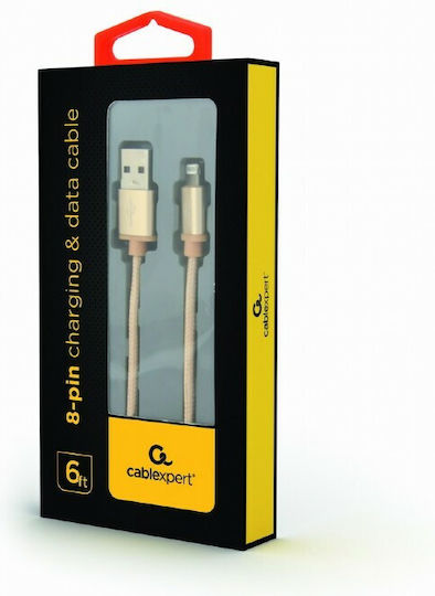 Cablexpert Geflochten USB-A zu Lightning Kabel Gold 1.8m (CCB-MUSB2B-AMLM-6-G)