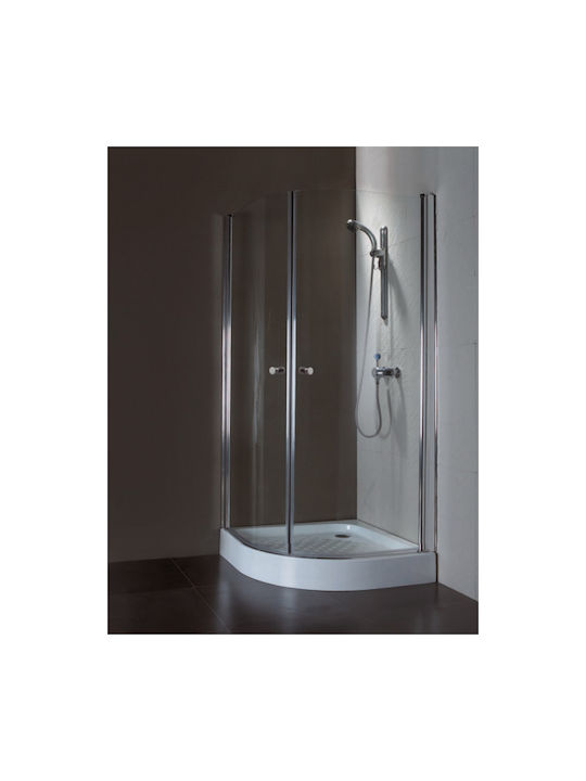 Karag S 8 Cabin for Shower Semi-circular with Hinged Door 90x90x200cm Clear Glass