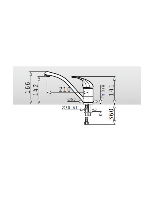 Pyramis Essential Modo Kitchen Faucet Counter Silver