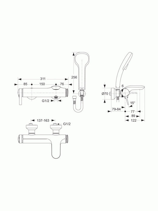 Ideal Standard Melange Mixing Bathtub Shower Faucet Silver