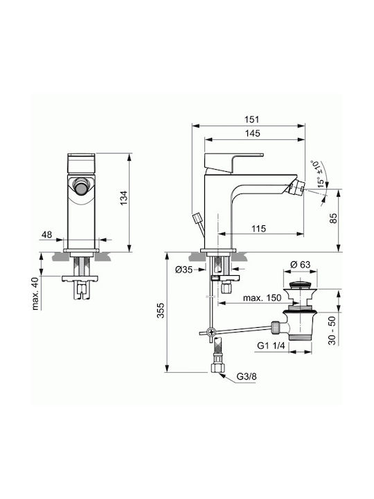 Ideal Standard Edge A7118ΑΑ Bidet Faucet Silver