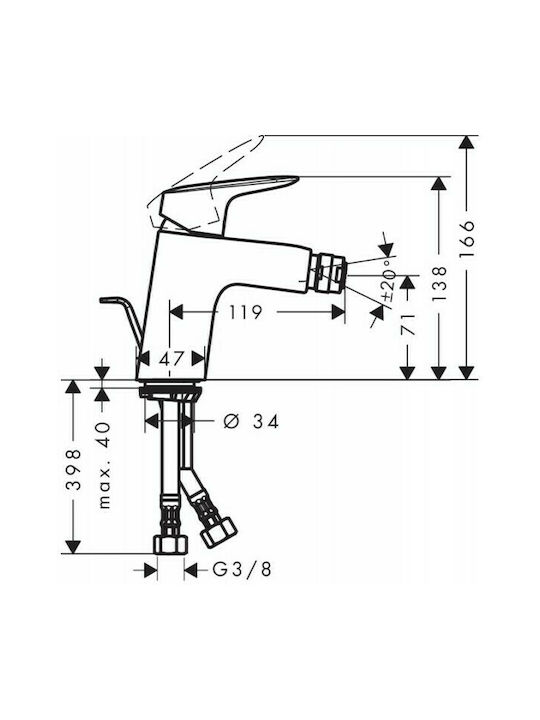 Hansgrohe Logis Μπαταρία Μπιντέ Ασημί