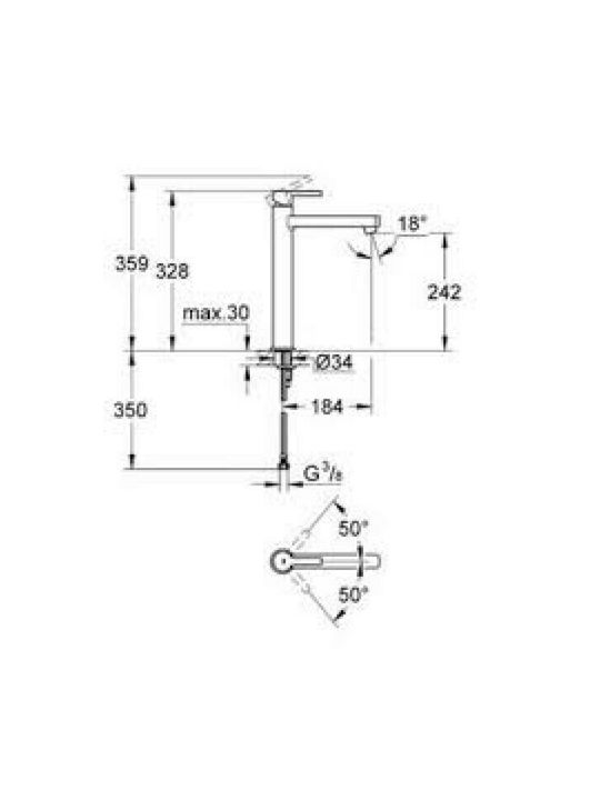 Grohe Lineare Cosmopolitan Αναμεικτική Μπαταρία Νιπτήρα Ψηλή Ασημί