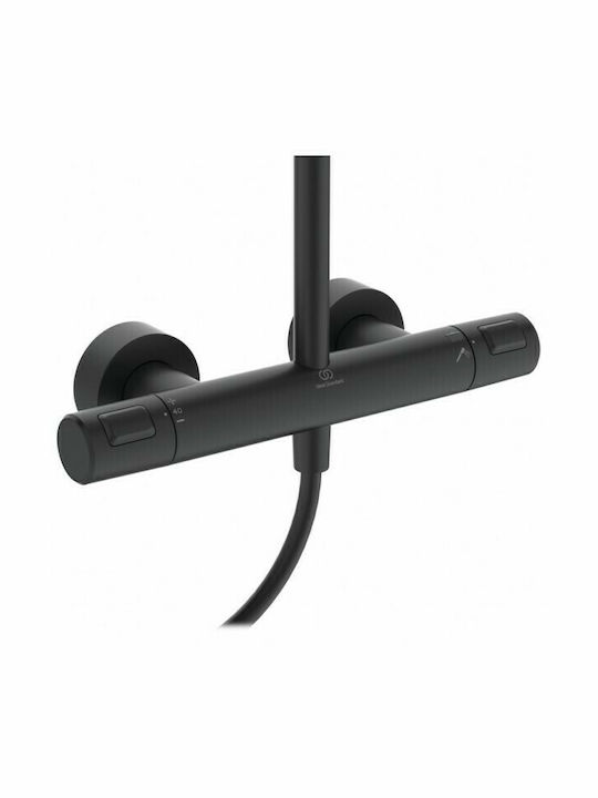 Ideal Standard Ceratherm T25 Shower Column with Bathtub Mixer 111.7cm Black