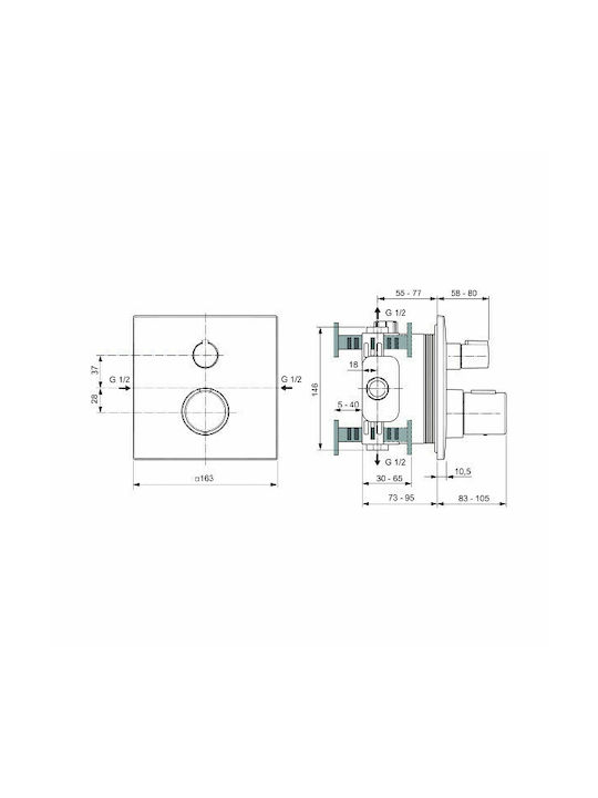 Ideal Standard Ceratherm C100 Combiner Încorporat pentru Duș 2 ieșiri Chrome