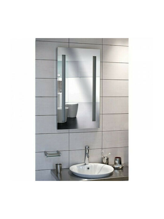 Karag Rectangular Bathroom Mirror Led made of Stainless Steel 50x90cm