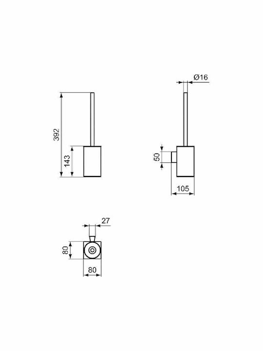 Ideal Standard Iom Square E2195AA Inox Badezimmer Toilettenbürste Silber