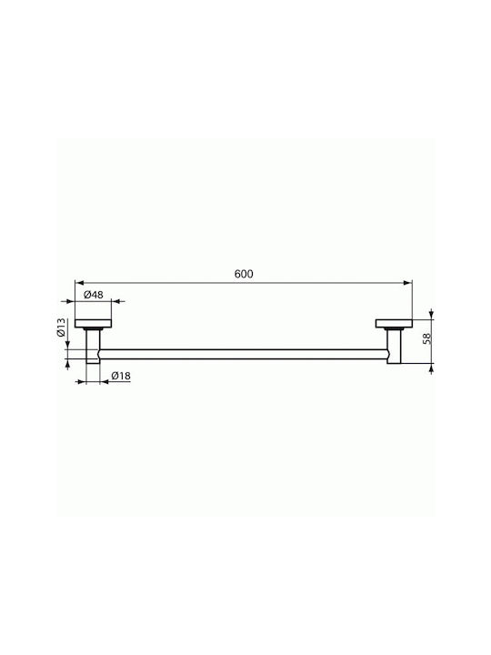 Ideal Standard Iom Ράγα Μπάνιου Μονή Επιτοίχια με Βίδες Ασημί