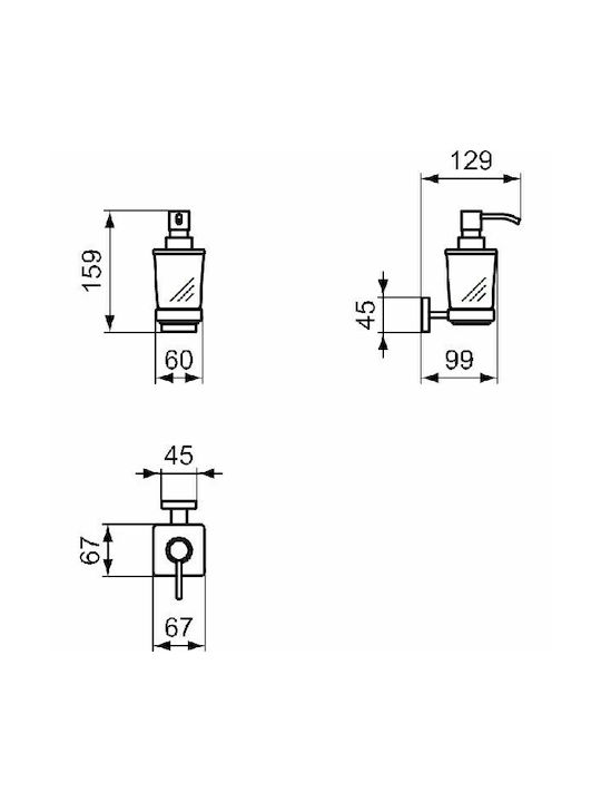 Ideal Standard Iom Square Επιτοίχιο Dispenser Γυάλινο Ασημί