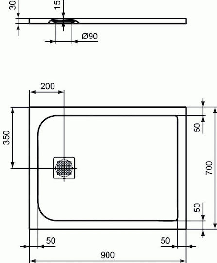 Ideal Standard Ultra Flat S Rectangulară Duș din piatră artificială 90x70cm Albă