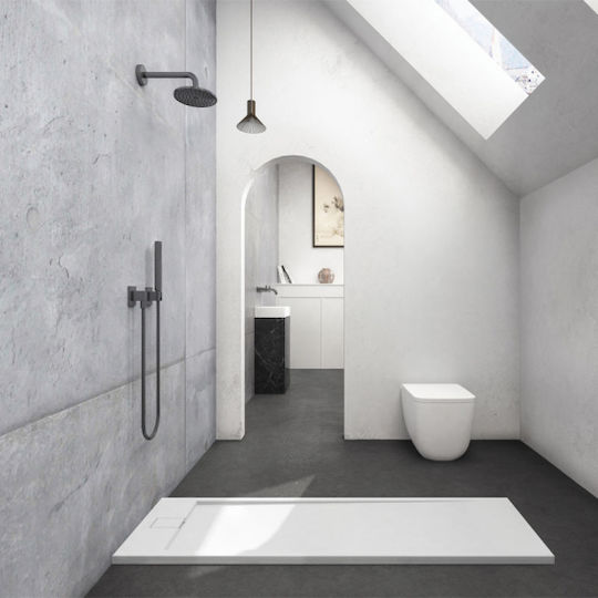 Karag Rectangular Acrylic Shower White Roccia 120x70x2.3cm