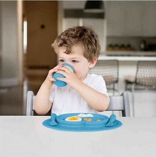 Ezpz Silicone Baby Tray Mini Feeding Set for 12+ months 3pcs Purple
