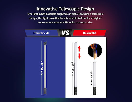 Sirui Duken T60 Telescopic LED Light 2500 - 8000K 20W με Φωτεινότητα LUX 500 Lux