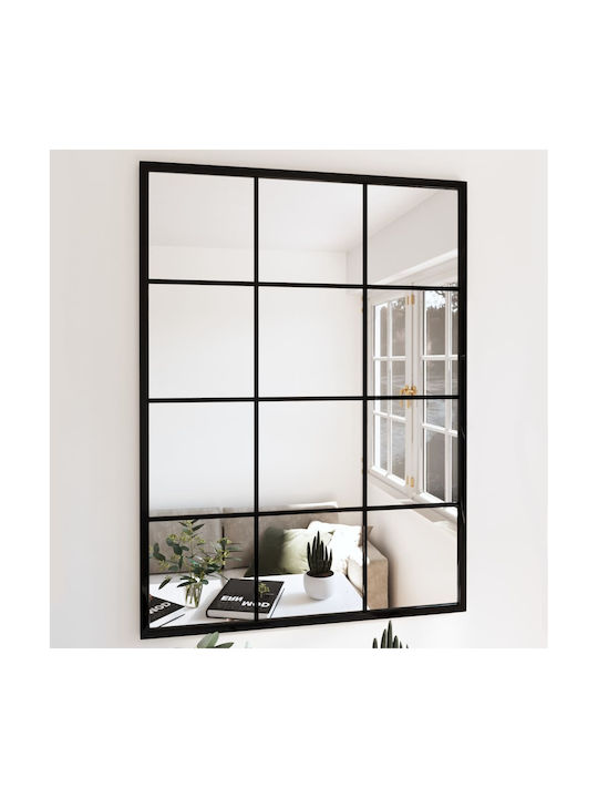 vidaXL Wall Mirror with Black Metallic Frame 80x60cm 1pcs