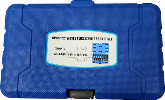 SKS Tools Long Socket Pneumatic with Motor Spline and Socket 1/2'' Set 8pcs