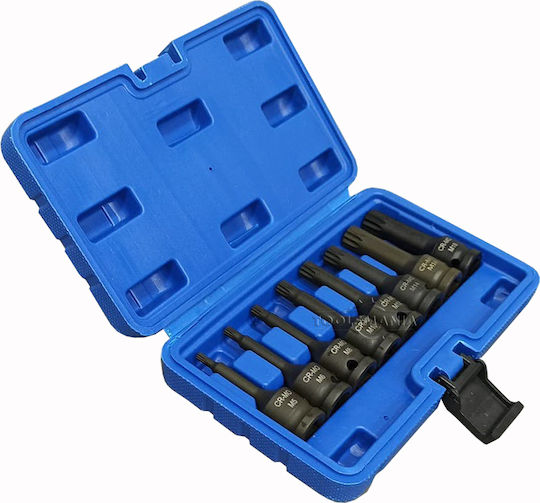 SKS Tools Long Socket Pneumatic with Motor Spline and Socket 1/2'' Set 8pcs