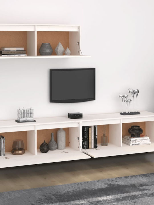 Unitate TV pentru sufragerie Alb din lemn masiv L100xA30xÎ35buc