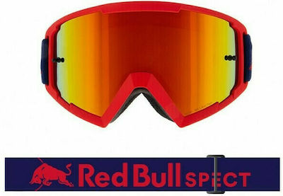 Red Bull Motocross-Schutzbrille Whip-005 Mat Rot - Blau / Rot Spiegel