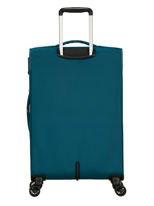 American Tourister Crosstrack Spinner Medium Fabric Blue Suitcase With 4 Wheels Height 67.5cm