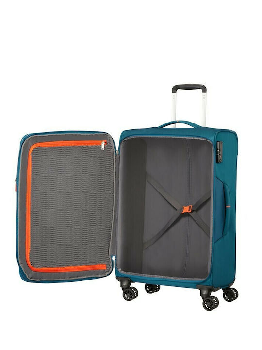 American Tourister Crosstrack Spinner Medium Fabric Blue Suitcase With 4 Wheels Height 67.5cm