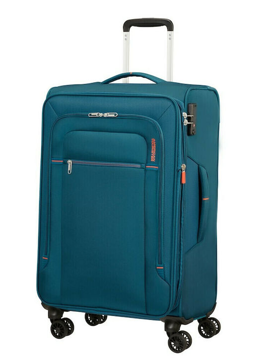 American Tourister Crosstrack Spinner Medium Fabric Blue Suitcase With 4 Wheels Height 67.5cm