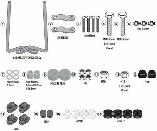 Givi Motorcycle Windshield & Windscreen Installation Kit for Yamaha D'elight 125 2021 A2154A