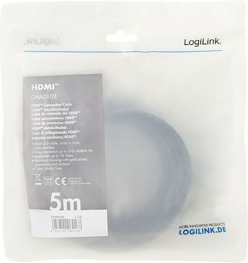 LogiLink Cablu HDMI de sex masculin - HDMI de sex masculin 5m Negru