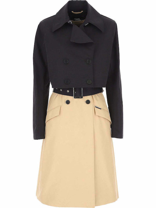 Damen Schwarz Trenchcoat