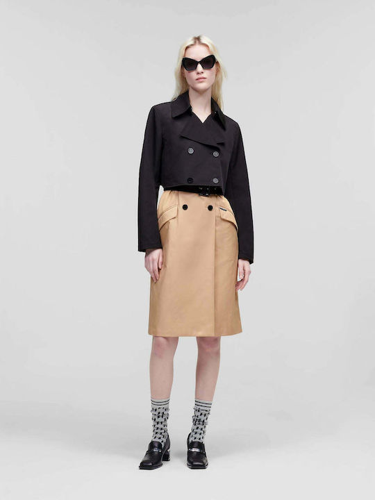 Damen Schwarz Trenchcoat