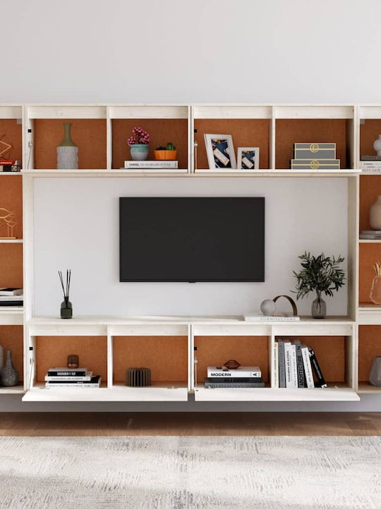 Wooden Living Room TV Unit White L220xW30xH140cm