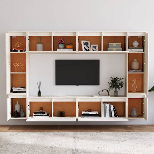 Wohnzimmer TV-Einheit Weiß L220xB30xH140cm