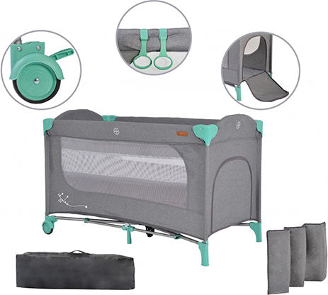 Cangaroo Skyglow Παρκοκρέβατο 2 Επιπέδων με Στρώμα Mint 125x62cm