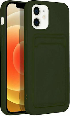 Forcell Card Silicone Back Cover with Credit Card Holder Green (iPhone 12 / 12 Pro)