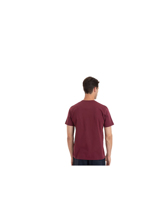 Magnetic North T-shirt Bărbătesc cu Mânecă Scurtă Burgundy