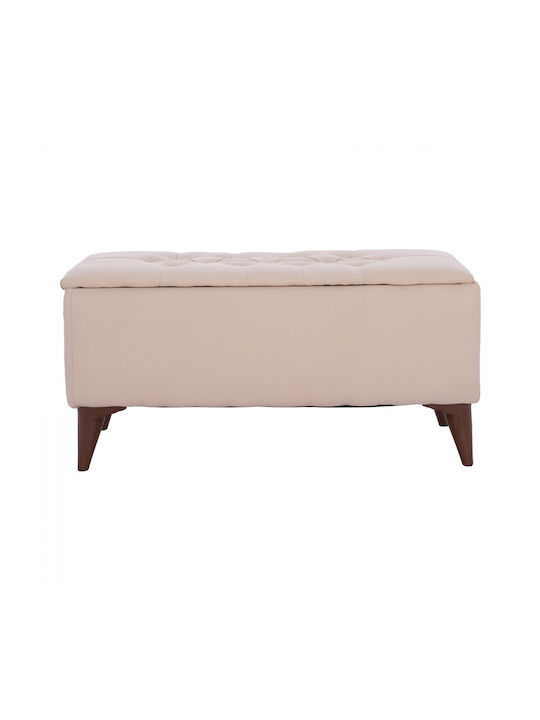 Stool Bench Stool With Storage Space Upholstered with Fabric Beige 91x42x43cm