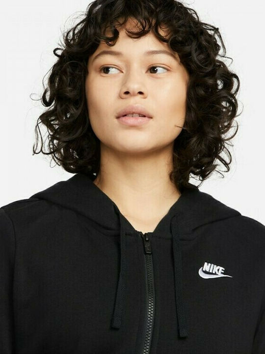 Nike Γυναικεία Ζακέτα Φούτερ με Κουκούλα Μαύρη