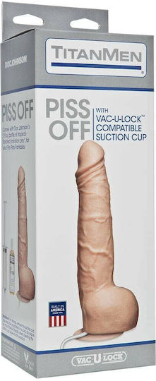 Doc Johnson Titanmen Piss Off with Removable Vac-U-Lock Ejaculating Realistic Dildo with Scrotum & Suction Cup Vanilla 27cm