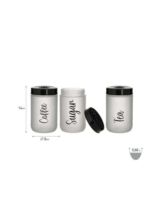 Click Set 1pcs Jars for Sugar / Coffee / Tea with Lid Glass White 660ml