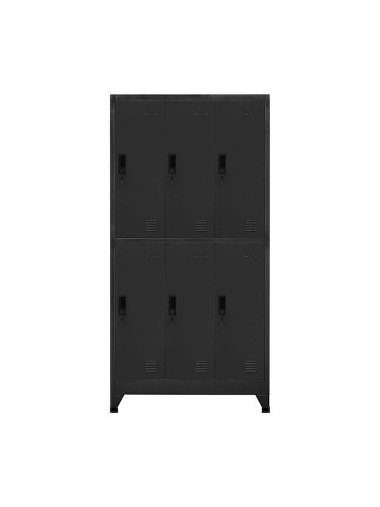 Dulap Metalic cu 6 Dulapuri Charcoal 90x45x180cm