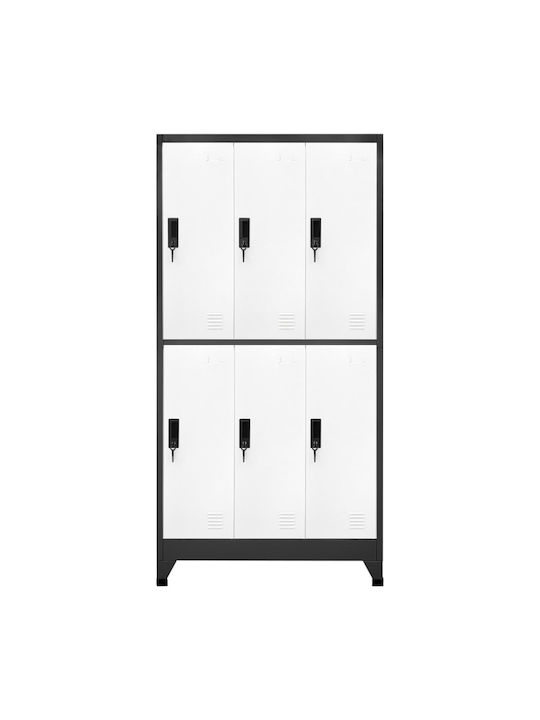 Dulap Metalic Cu Posibilitate De Blocare Cu 6 Dulapuri Antracit / Alb 90x45x180 Cm