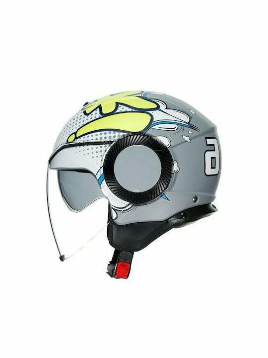 AGV Orbyt Multi Vibes Matt Grey/Yellow Κράνος Μηχανής Jet 1280gr με Sunvisor