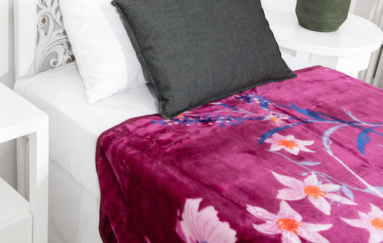 Family Enterprise Velvet Blanket Single 160x220cm Fuchsia 001088011S8