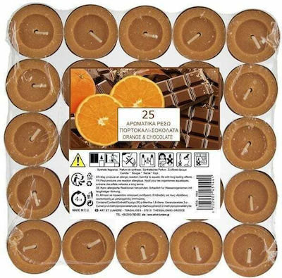 Art et Lumiere Tealights with Scent Orange & Chocolate in Brown Color (up to 4 Burning Hours ) 25pcs