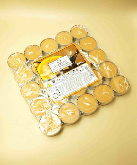 Art et Lumiere Tealights with Orange & Chocolate Scent in Brown Colour up to 4 Hours Duration 25 Pieces