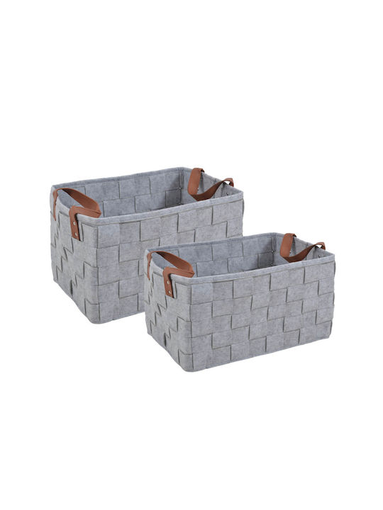 Dekorativer Korb Stoff mit Griffen Gray 38x26x22cm Ankor