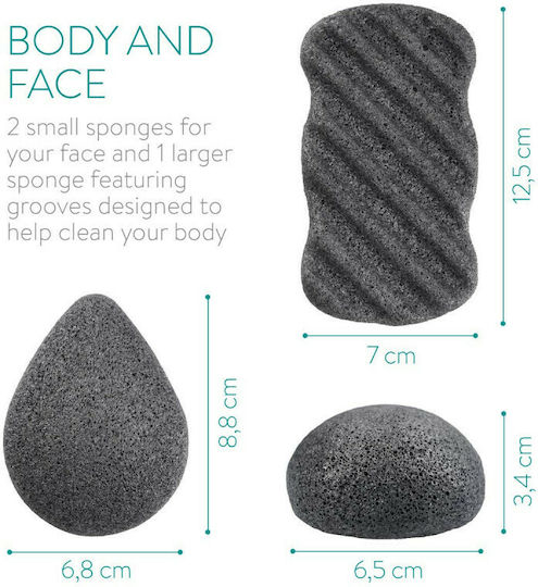 Navaris Black Charcoal Set de Călătorie pentru Curățare facială & Curățare corp 3buc