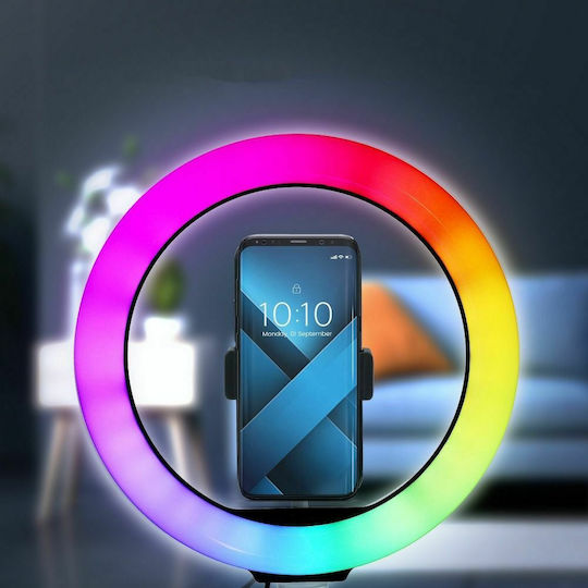 Led Full Color RGB Ring Light 30.5cm με Τρίποδο Δαπέδου και Βάση για Κινητό