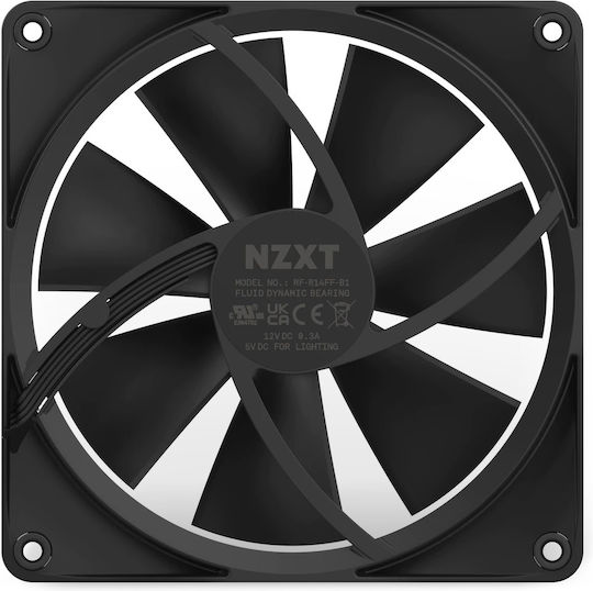 NZXT F140 Gehäuselüfter (1800rpm / 89,48cfm) mit RGB-Beleuchtung und Verbindung 4-Pin PWM