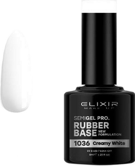 Elixir Semigel Pro 1036 Creamy White Base Coat για Ημιμόνιμα Βερνίκια Rubber 8ml