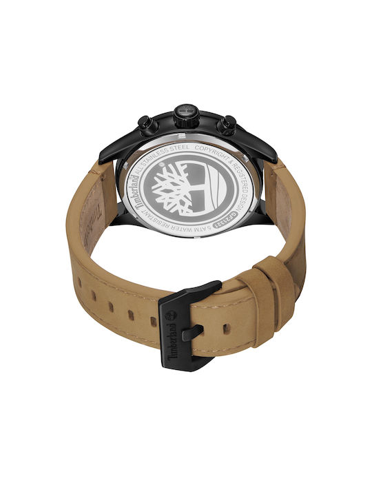 Timberland Uhr Chronograph Batterie mit Braun Lederarmband